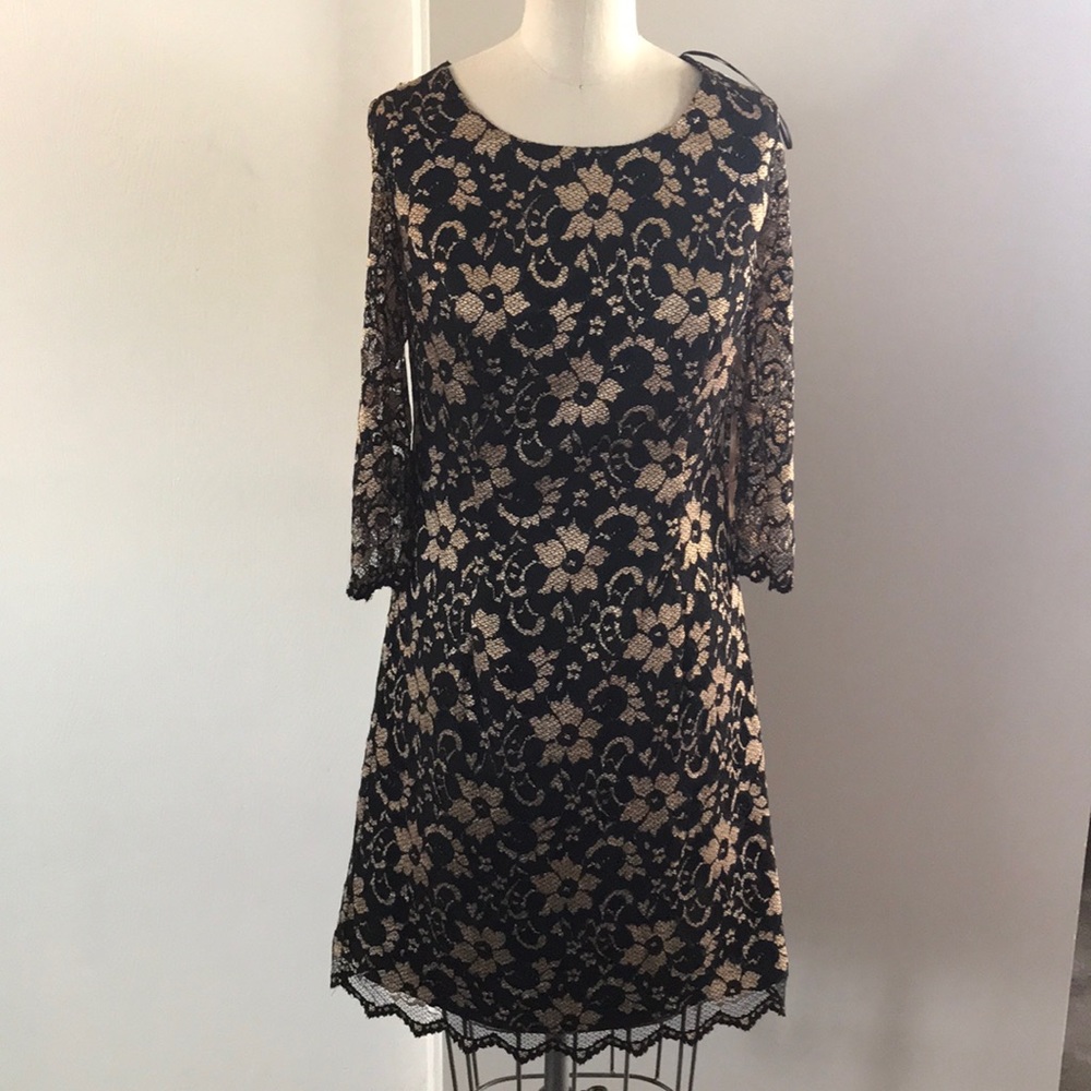 Gibson Latimer gold and black lace dress